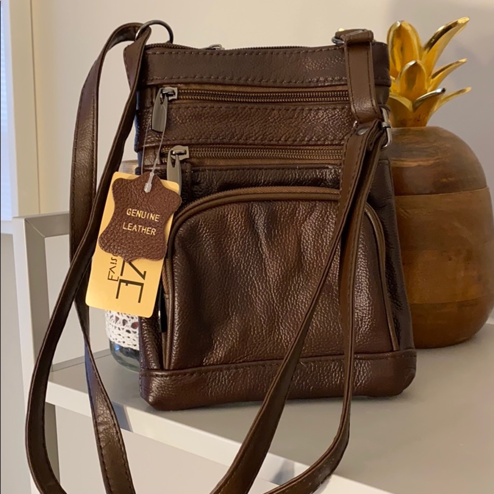 Chocolate Brown Leather Crossbody